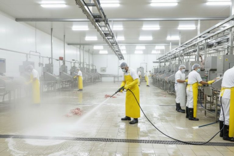 Professional wash-down cleaning in a production facility
